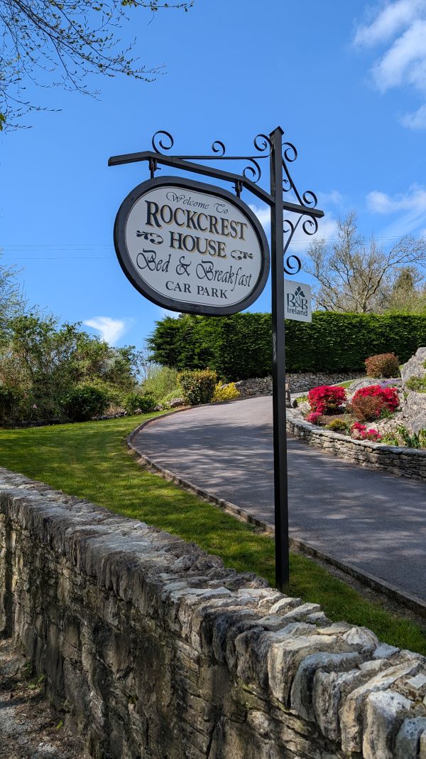 Welcome sign at Rockcrest House entrance